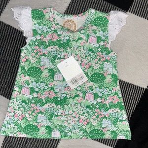 Sleeveless Polly Play Shirt. Every Day Is A Gift With Worth Avenue White Eyelet